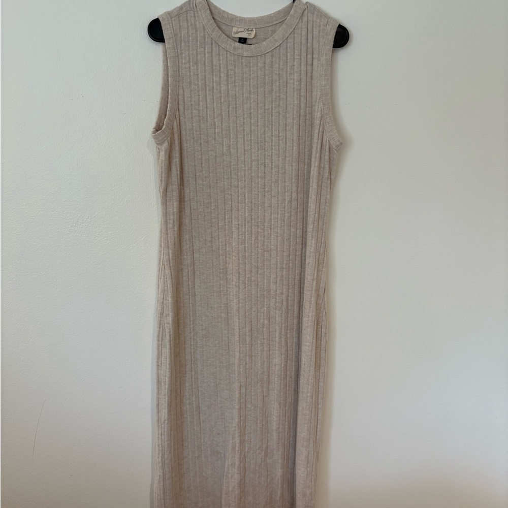 Universal Thread Beige Ribbed Midi Dress - Picture 1 of 3